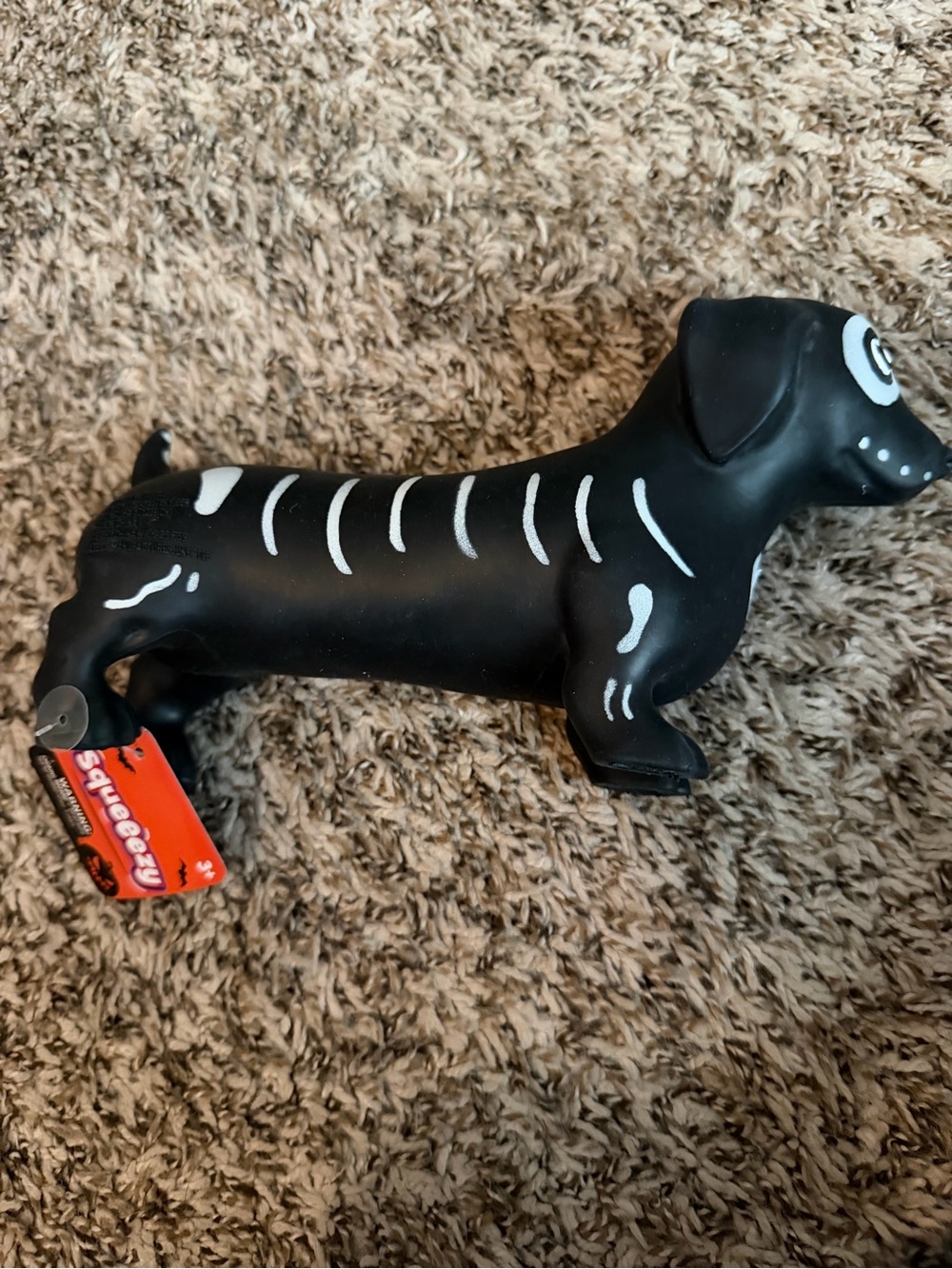 Squeeezy Black Skeleton Dachshund Toy